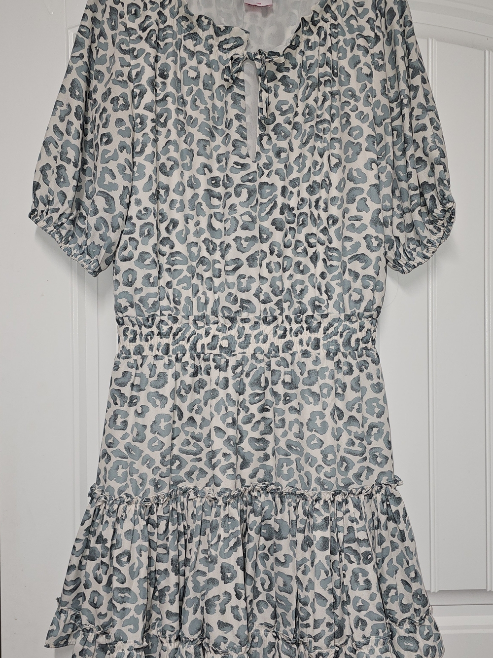 Buddy Love Animal Print Mini Dress in Blue & White Large